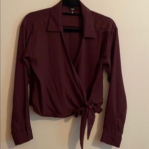 Wine/burgundy wrap top with bow